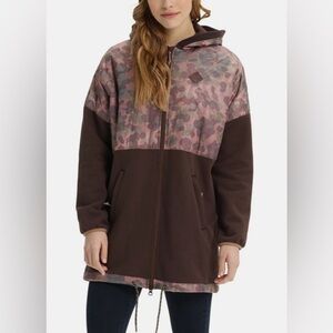 Women's Brown Camouflage Hooded Jacket Full zip Burton Moonbase Size XL